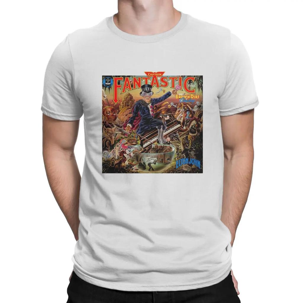 Captain Fantastic And The Brown Dirt Cowboy Music T-Shirts for Men E-Elton John Singer Funny Pure Cotton Tee Shirt Round