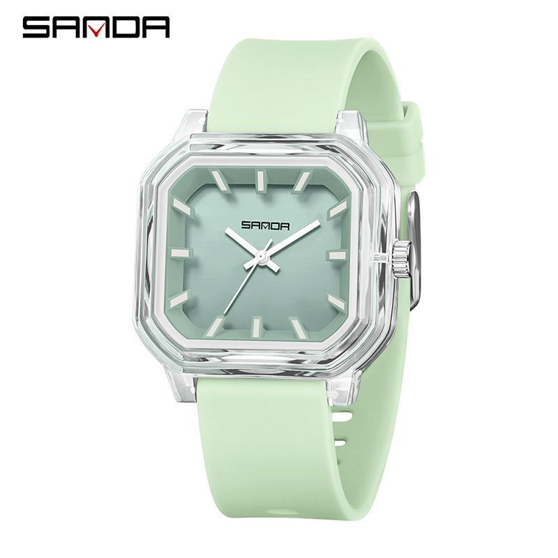 Sanda Colorful Minimalist Student Quartz Watch with 3D Scale and Waterproof Design