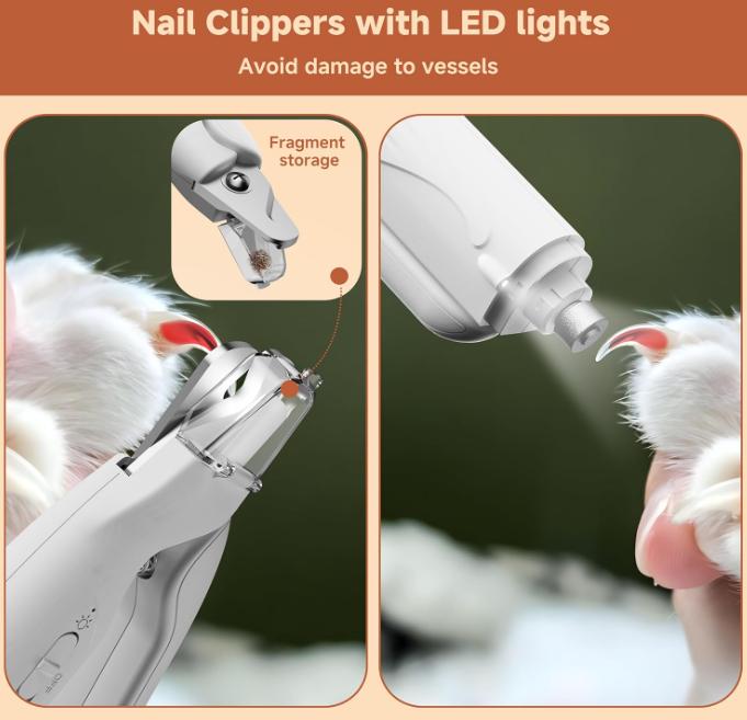 Manufacturer  Price 2 In1 Cat Nail Clipper Grinder Safe Portable Electric Rechargeable Pet Grooming Tool LED Light