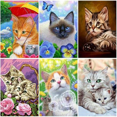 Cat DIY 5D Diamond Painting Full Square/Round Drill Resin Drill Animal Diamont Embroidery Cross Stitch Mosaic Home Decor Art