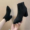 Autumn Coarse Heel Side Zipper Suede Short Boots Pointed Fashion Martin Boots High Heel Boots
