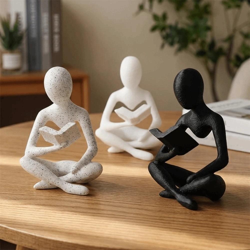 Mini Reader Sculpture Ornament Minimalist 3D Printed Thinker Statue Reader-Shaped Statue  Bedroom