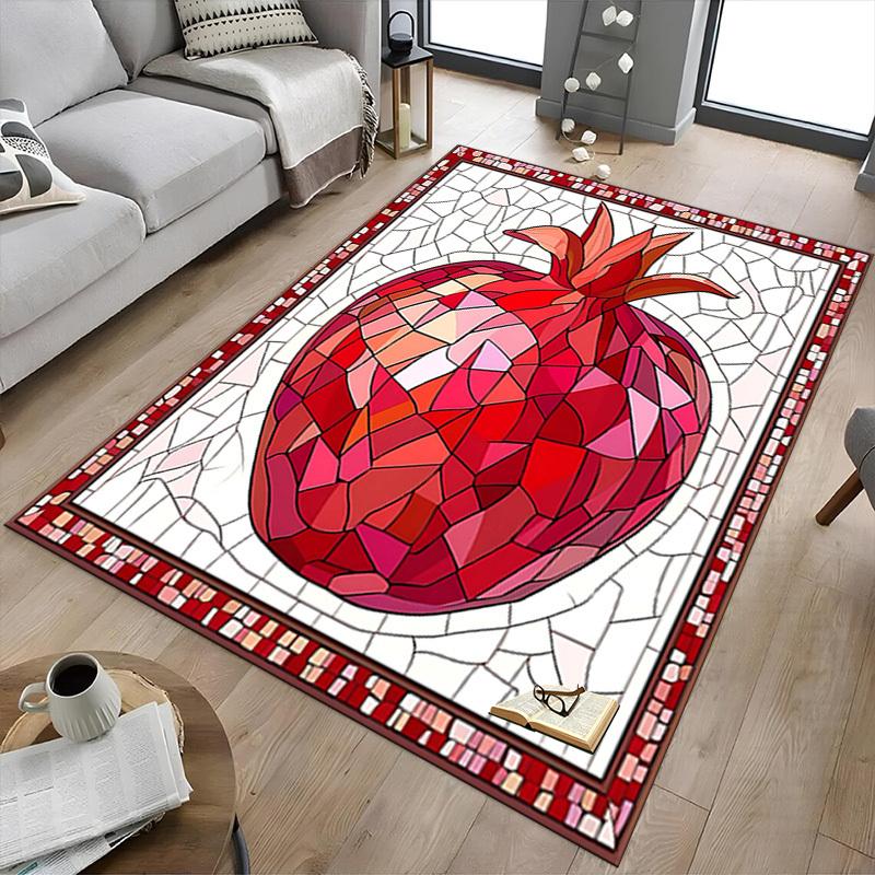 1PC Pomegranate Stained Glass Non-Slip Floor Carpet, Suitable for Office, Bedroomand Playrooms. It Can Also Be Used As a Sofa Footrest cover-T85
