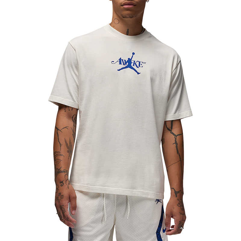 Jordan X Awake NY Kollaboration Einfaches Logo Buchstaben Lässig Sport Kurzarm T-Shirt Unisex T-Shirt Weiß FV9914-133