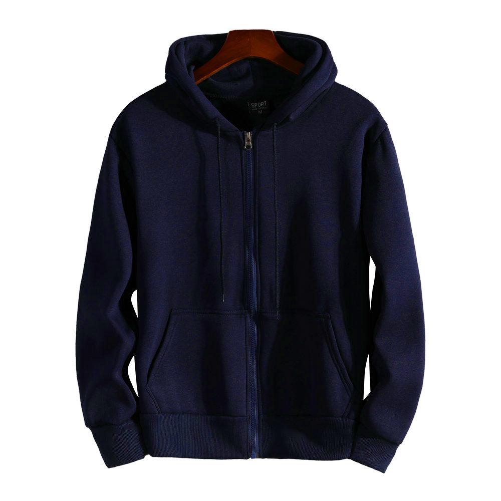 Men's Hooded Loose Velvet Zipper Thin Sweatshirt