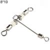 15Pcs 3 Way Luminous T-Shape Cross-line Rolling Fishing Connector Swivel Hooks