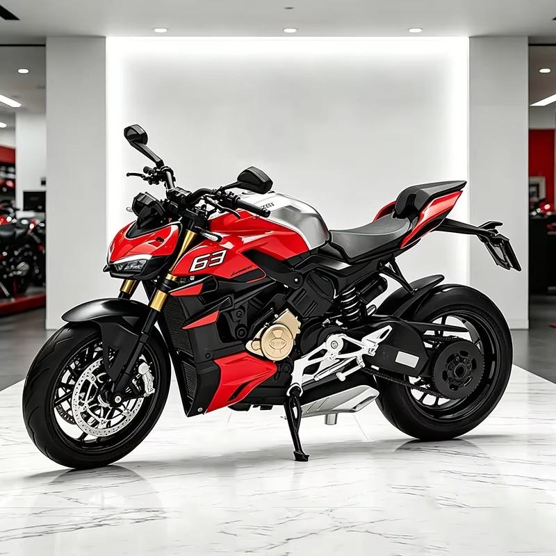 1:12 Streetfighter V4S Alloy Die Cast Motorcycle Model Vehicle Collection Sound and Light Off Road Autocycle Toy Car