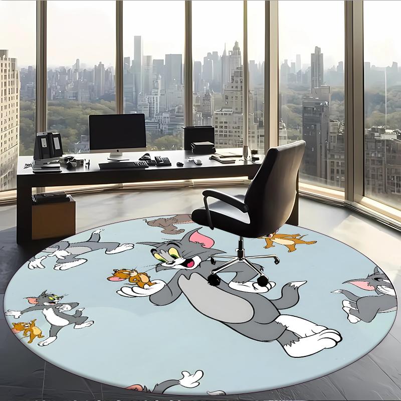 Tom I Jerry (32) Okrągły dywan biurowy Dekoracyjny dywan podłogowy do biura, sypialni, salonu i przestrzeni domowej