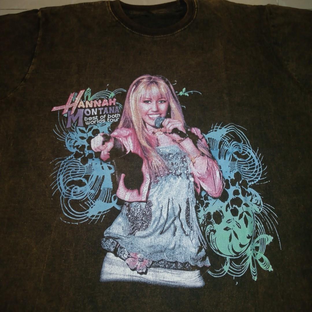 Vtg HANNAH MONTANA Miley unisex black short sleeve t-shirt QT6673 Unisex T-Shirt S