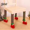 Striped Elf Holiday Furniture Floor Socks Decorative Table Leg Protectors 4 Pcs Christmas Chair Covers for Dining Room