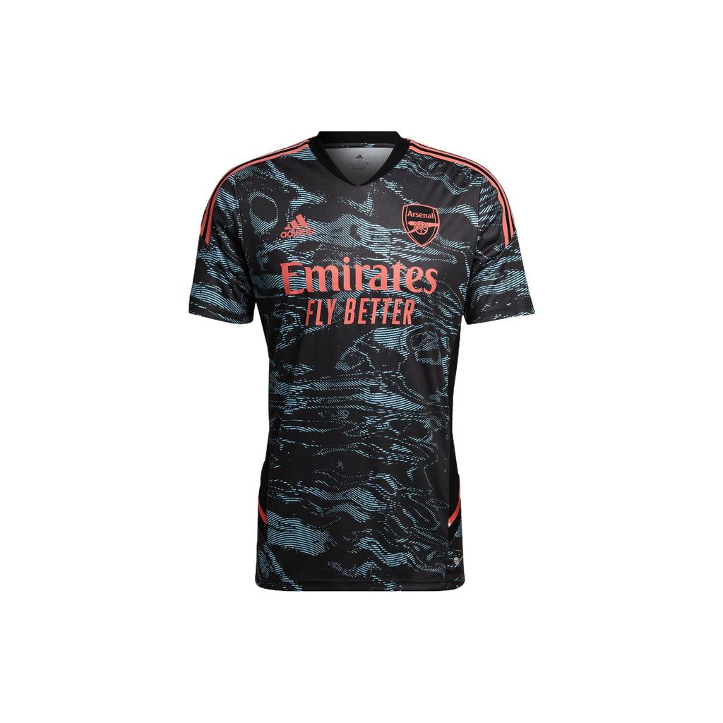 Adidas Letter Print V-Neck Slim Fit Arsenal Jersey Short Sleeve T-Shirt Men Tops Blue HC1251