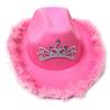 Pink Cowboy Hat Felt Cowboy Hat with Neck Draw String Cosplay Party Costume Accessories Play Dress