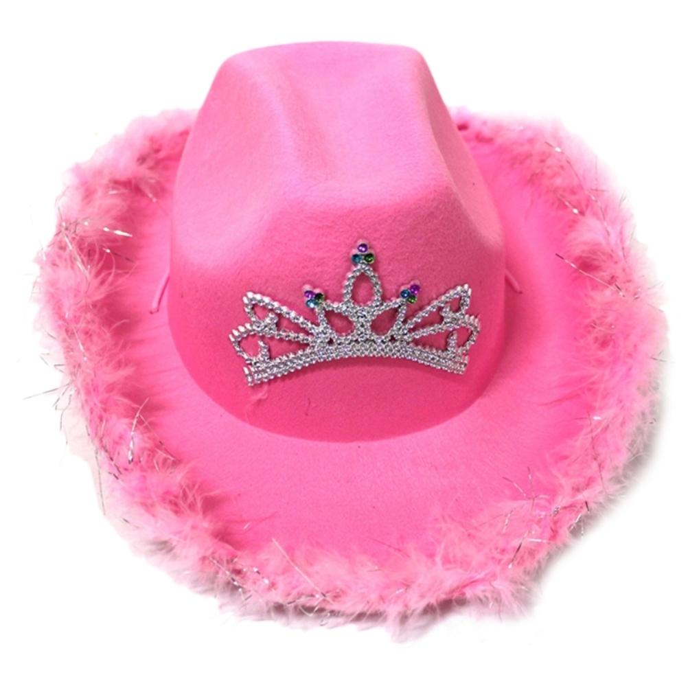 Pink Cowboy Hat Felt Cowboy Hat with Neck Draw String Cosplay Party Costume Accessories Play Dress