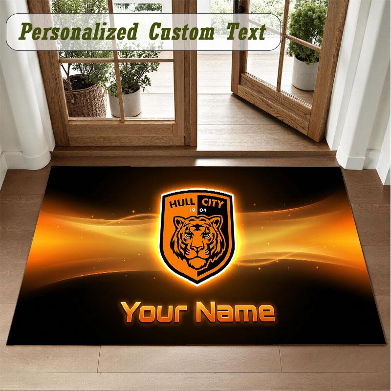 Crystal Velvet Square Rug Custom NameHull City Pattern Non Slip Home Floor Decor Rug