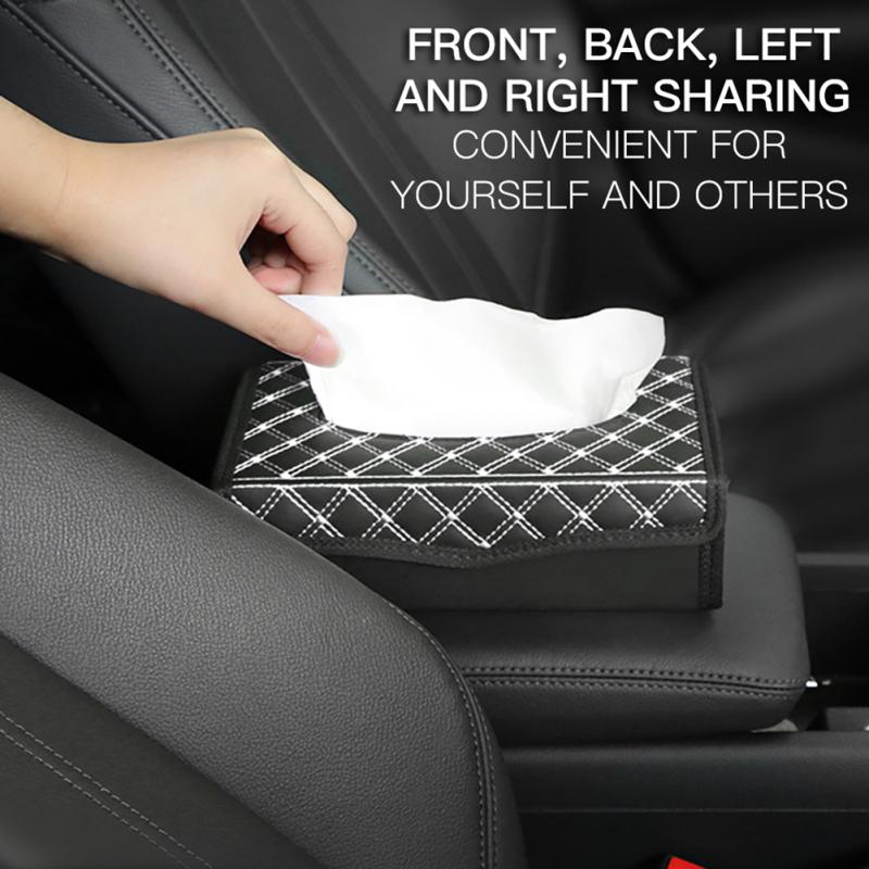 

Car Tissue Box Pu Leather Auto Paper Towels Holder For Dashboard Armrest Office Home Desk Auto білий/чорний