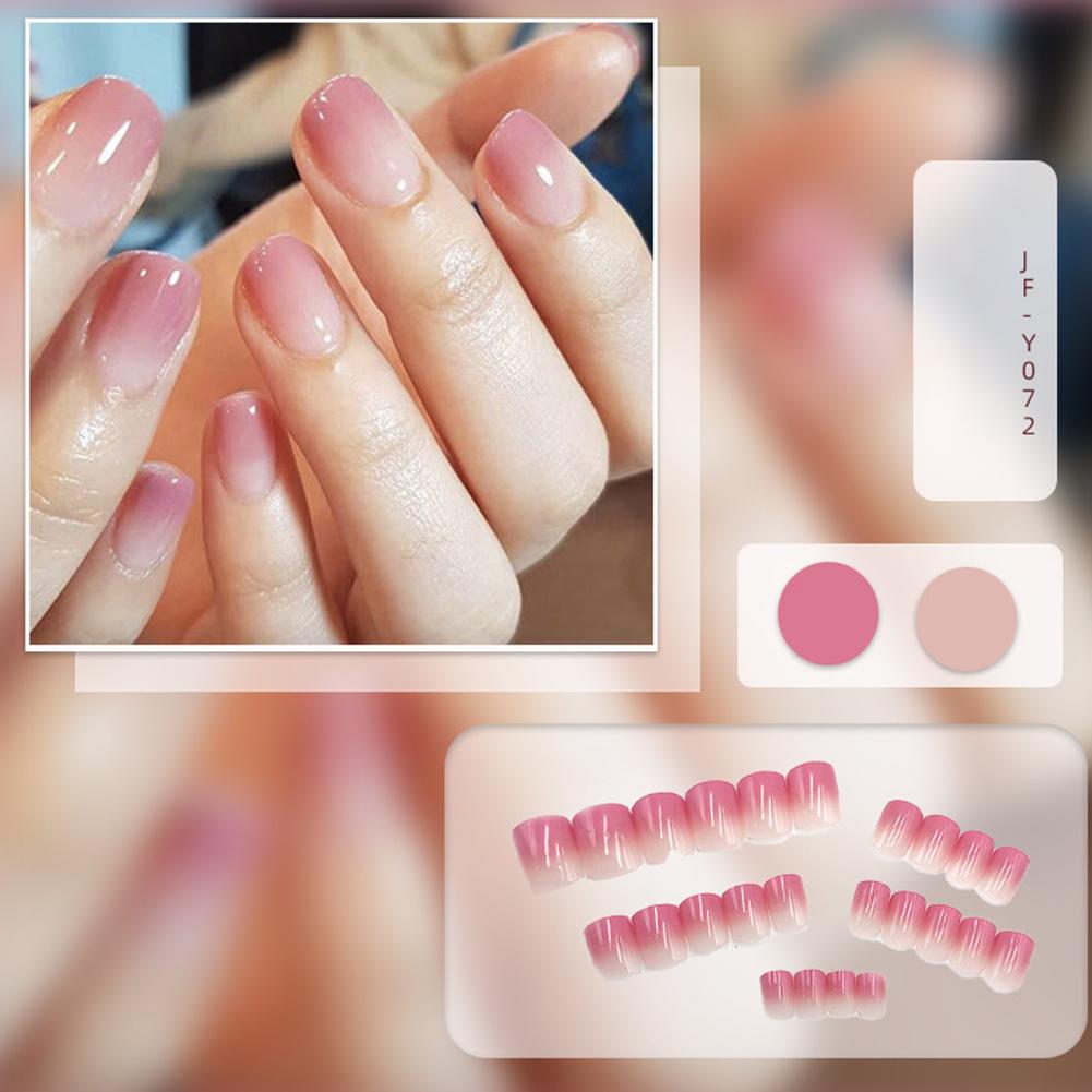 

24 шт./кор., пресс для накладных ногтей, короткие многоразовые с дизайном, типси, розовые кончики, наклейки, каваи, ногти A9P0