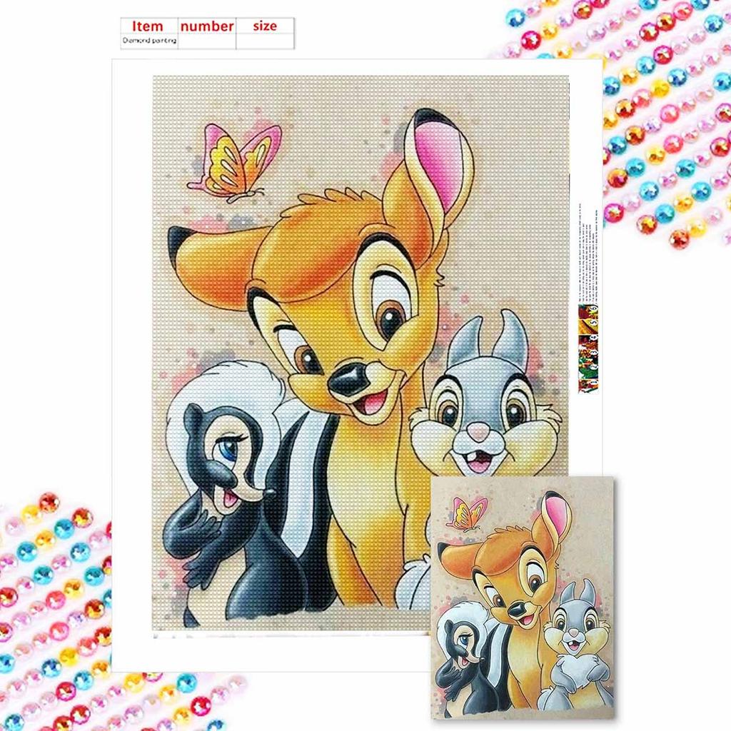 DIY Diamond Painting Bambi and Her Companions Cross Stitch Kit Mosaic Art Diamond Painting Full Circle Diamond Home Decoration