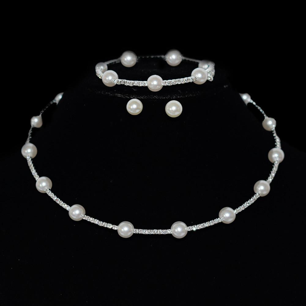 Artificial Pearl Jewelry Set With Cz Diamonds For Elegant Women Spring Collection