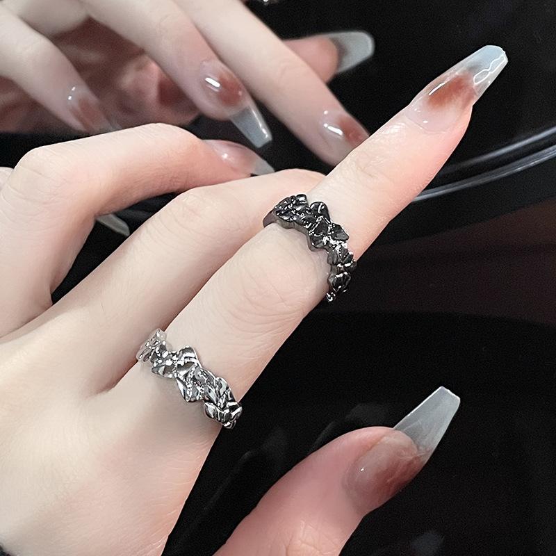 Niche Design Ring Opening High Sense Cold Wind Dark Personality French Lava Metal Index Finger Ring