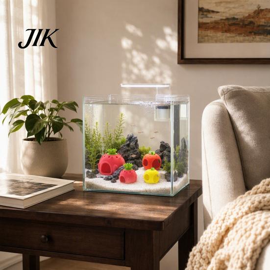 Crystal Shrimp Shelter for Breeding Fruit Aquarium Hide Cave, Apple Pitaya Fish Tank Hideout, 3D Vivid Shaped Decor Printed Decorative Betta And Cave