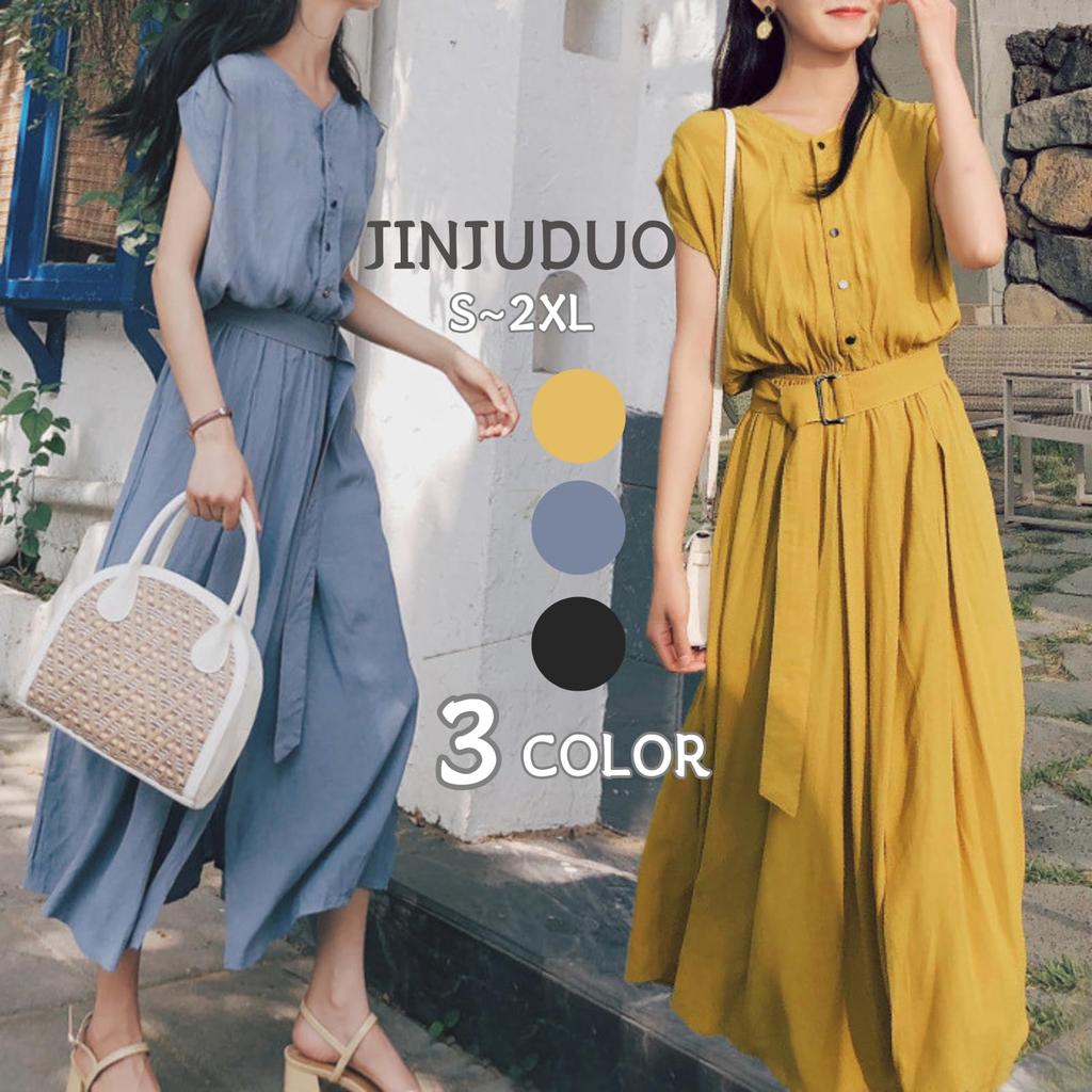 Shirt for Women in their and Elegant Maxi Wedding Slimming Stylish Summer Black [JINJUDUO] Women's Dress, Short-Sleeved Dress, 20s, 30s, 40s, Dress,