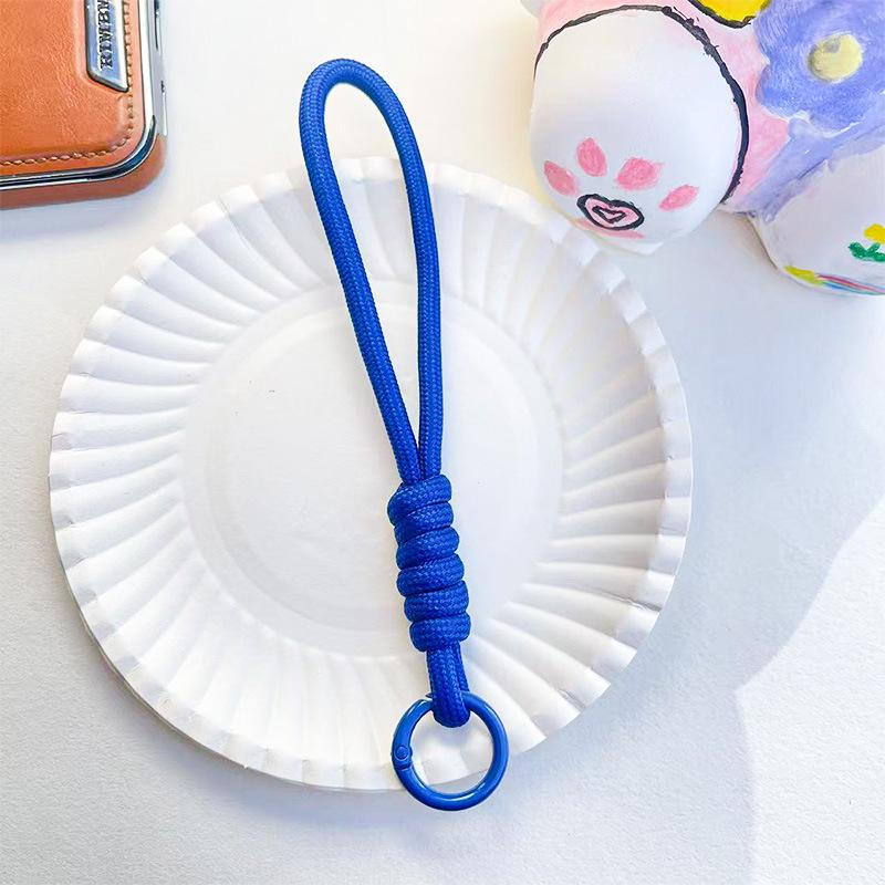 14CM Color Block Woven Plush Mobile Phone Lanyard & Anti-Lost Keychain Rope