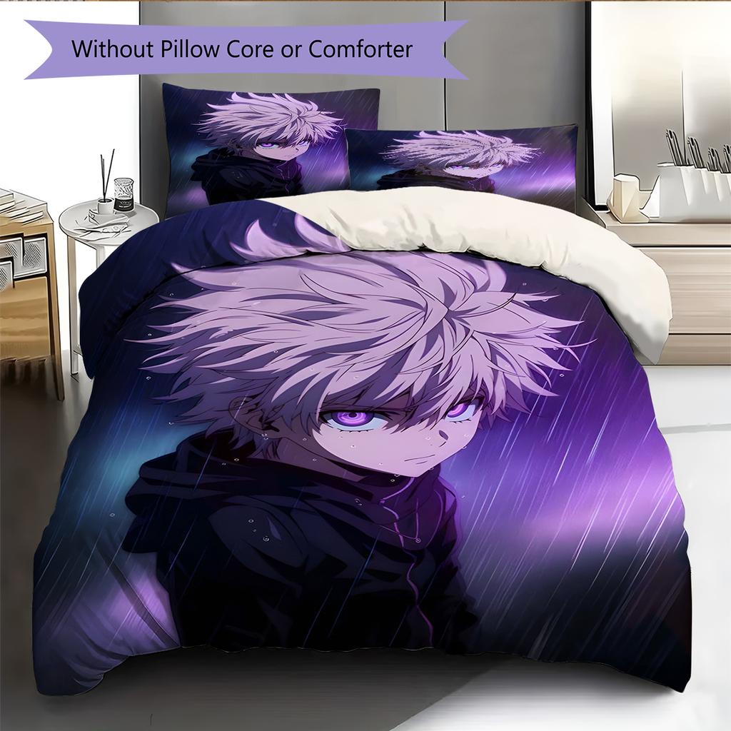Set Copripiumino Trapuntato con Motivo Anime Federe Decorazione Casa Regalo di Compleanno (1 * copripiumino + 2 * federa, senza nucleo)