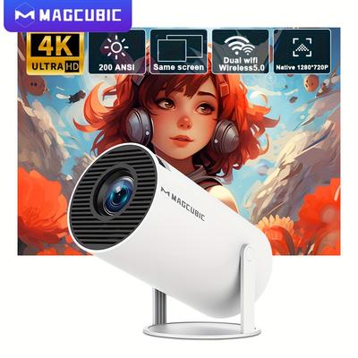 Magcubic Hy300 Pro Projektör 200ansi Yerel 720p Kablosuz Ekran Yansıtma Sistemi Çift Bant Wifi Hi-chip A3100 Ev Sineması İçin