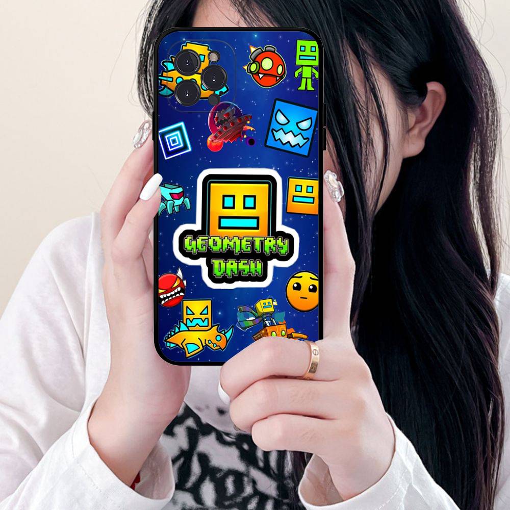 Game Geometry Dash For IPhone 17 16 15 14 13 12 11 Pro Max 13 17Air Shockproof Soft Phone Cases Coque