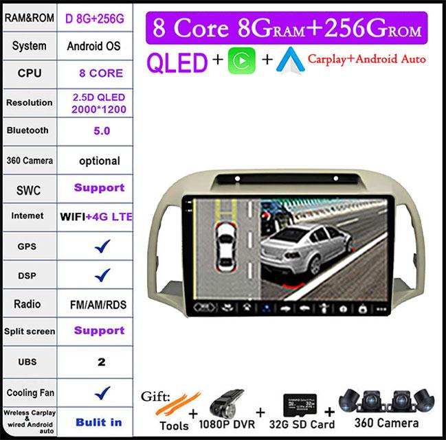 QLED Screen DSP For Nissan March 2002 - 2010 Android 14 Car Radio GPS Multimedia Video Player Stereo Navigation