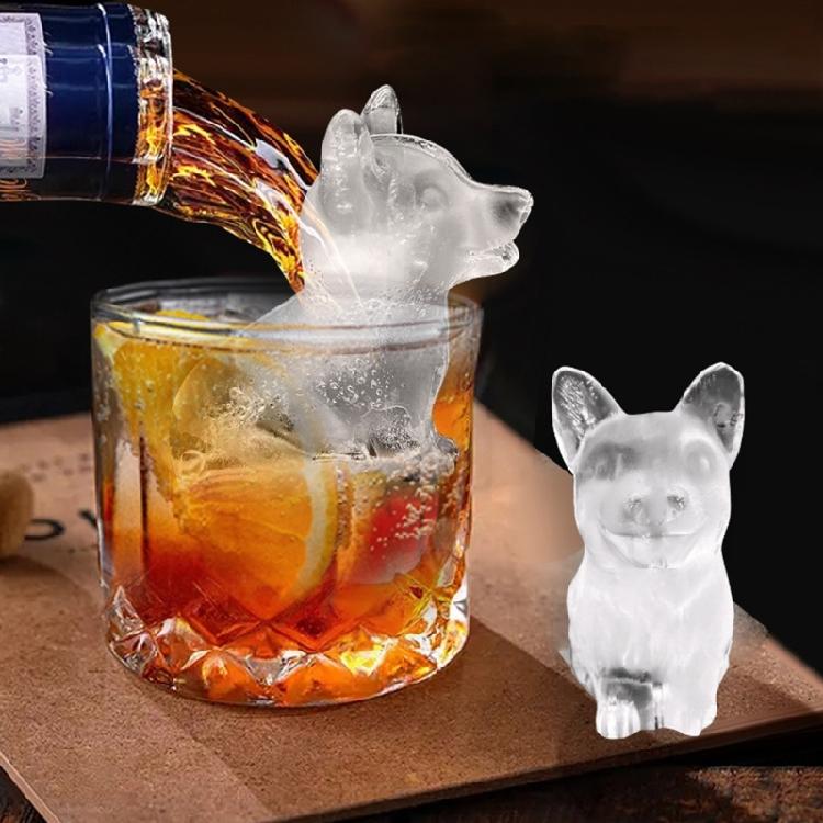 Innovative 4 Cavity 3D Dog Ice Cubes Tray Food Grade Silicone Mould for Unique Drink Presentation Kitchen Tool