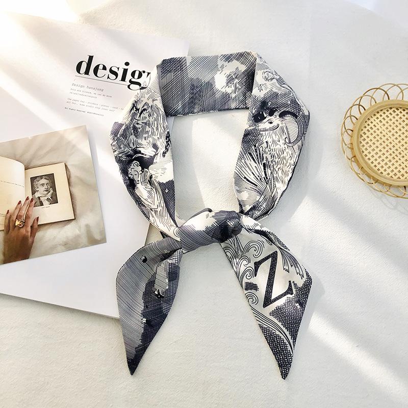 

Fashion Long Neck Scarves Woman 26 Letters Printed Temperament Small Scarf Double-Sided Streamer Handbag Handles Neckerchief Hot