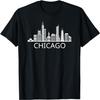 Skyline de Chicago - Design Retrô - Camiseta Clássica