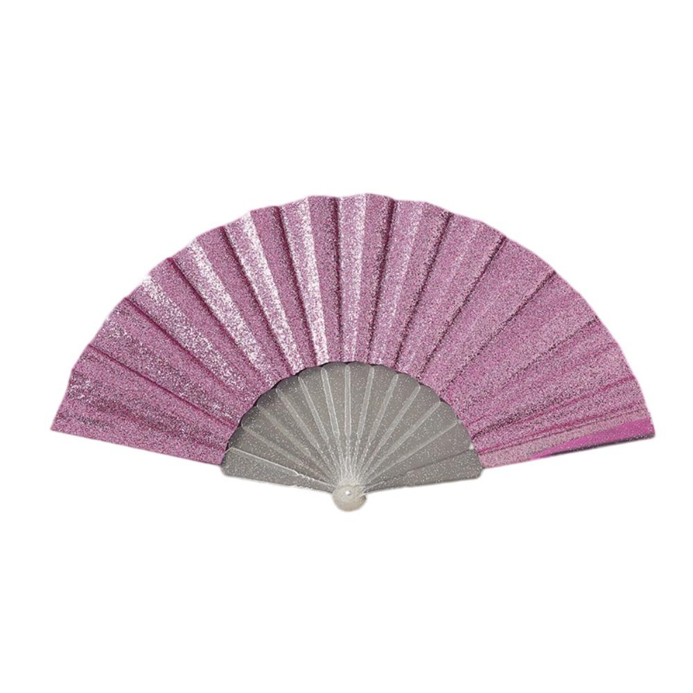 Foldable Portable Folding Fan Plastic Plain Fabric Hand Fan Chinese Elegant Silk Fan Handheld for Weddings Travel Party Dancing