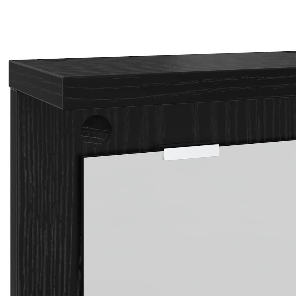 Wall Mounted Coat Rack with Shelf Black Oak Effect