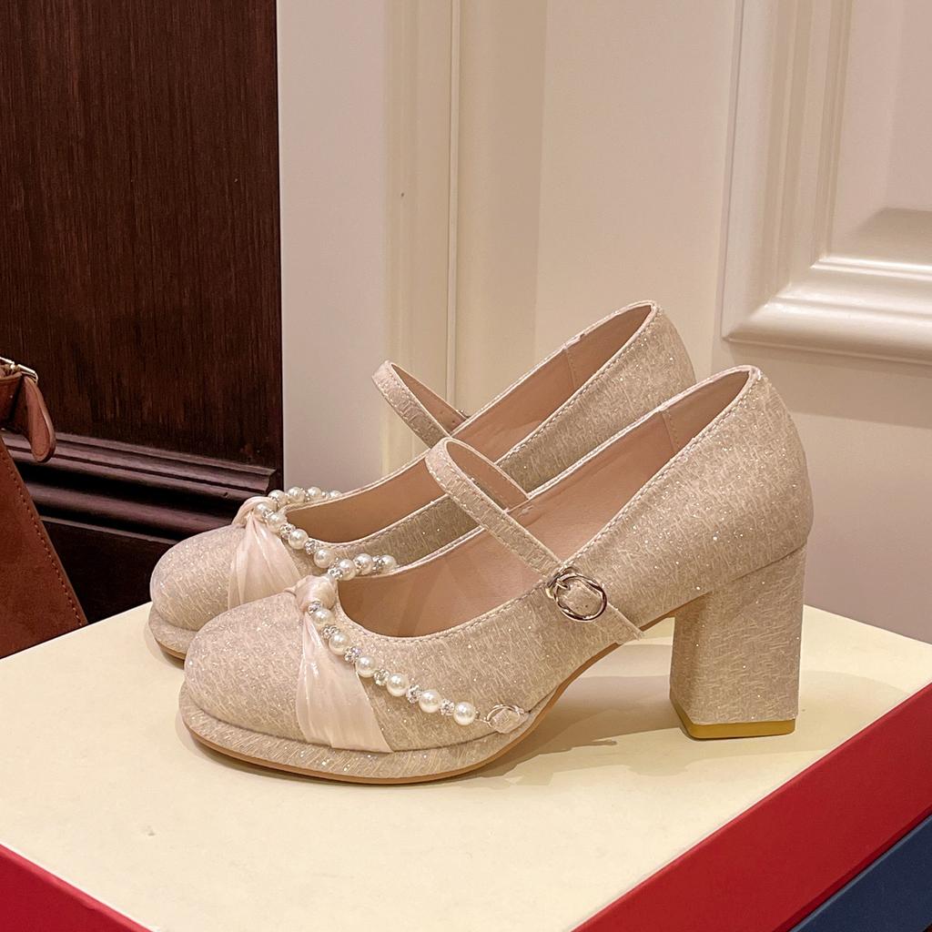 Fashion Hot Selling French Mary Jane High Heels Women's 2025 New Style Vintage Buckle Thick Heel Single Shoe Personality Korean Version