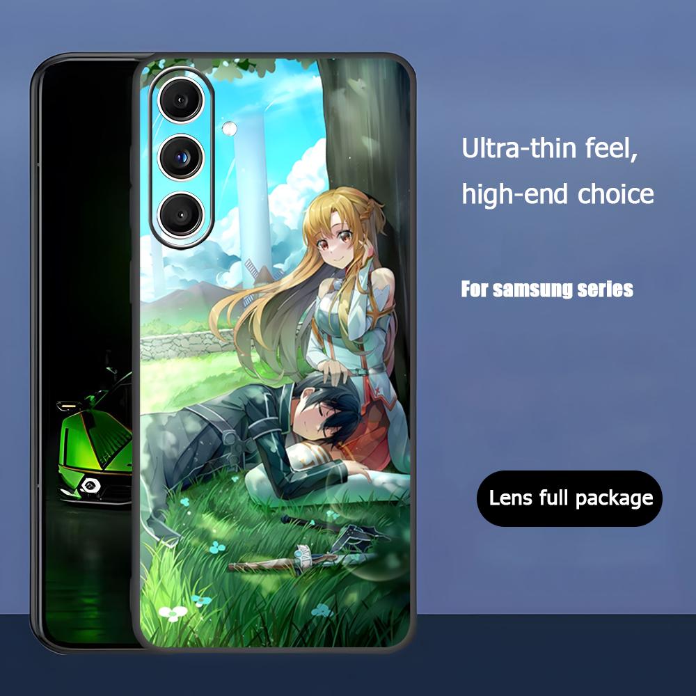 Cool Anime Sword Art Online Phone Case For Samsung Galaxy S25 S24 S23 S22 S21 S20 Plus Ultra Note20 Soft Black