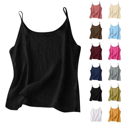 Women's Summer Vintage Cotton Linen Small Camisole Bottom Vest Loose Inner Tops
