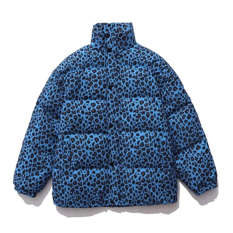 

American High Street Leopard Pattern Men s Down Coat Winter Thickened Warm Casual Loose Coats Couple Fashion Harajuku Top Ropa