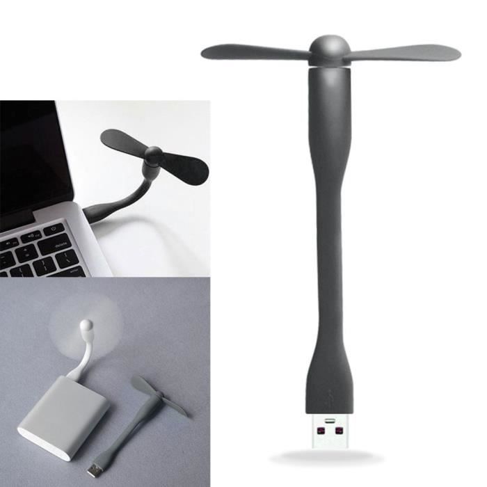 Mini Ventilateur USB - YIOU - Flexible - 22 dB - Pales en silicone - Noir