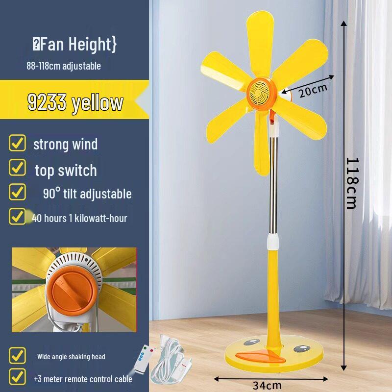 Compact Silent Cartoon Floor Fan for Dorms & Offices