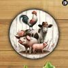 Vintage Farmhouse Metal Art Round Animal Wall Decor Rustic Tin Sign