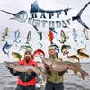 Fishing Birthday Party Decorations - 10PCS Fishing Themed Banners with Hanging Swirls Happy Bday Decoration for Fish Lovers Fisherman