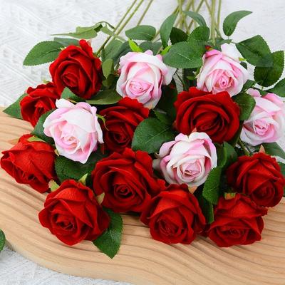 Artificial Rose Branch Faux with Stem Indoor Wedding Party Home Flower Floral Arrangement Outdoor Garden Decoration