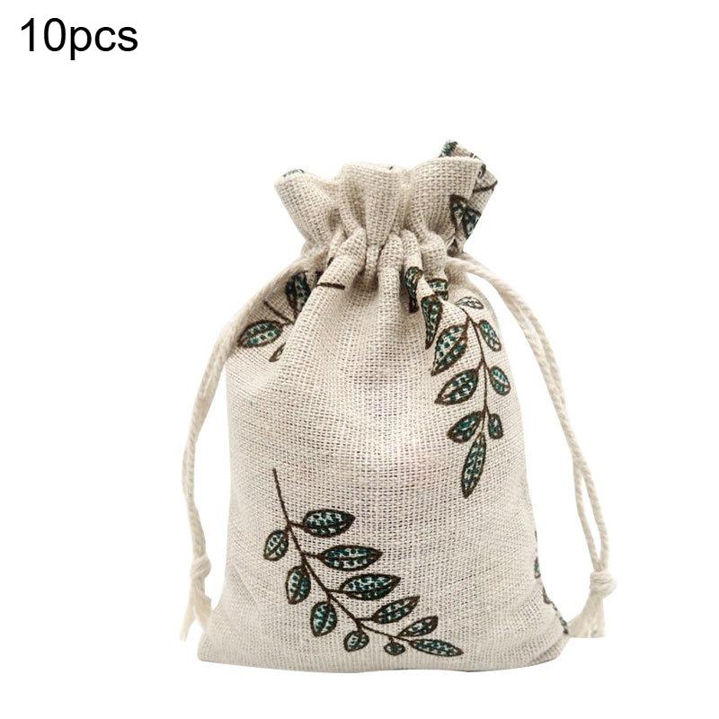 10 шт. Хлопково-льняной мешочек на завязках, мешочки для подарков, мешочки для хранения ключей, монет, косметики, мешочки для упаковки ювелирных изделий 10x14cm