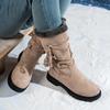 Women's soft elastic winter warm cold padded tassel snow boots non-slip wear outdoor leisure sports leather mid-calf cotton boots