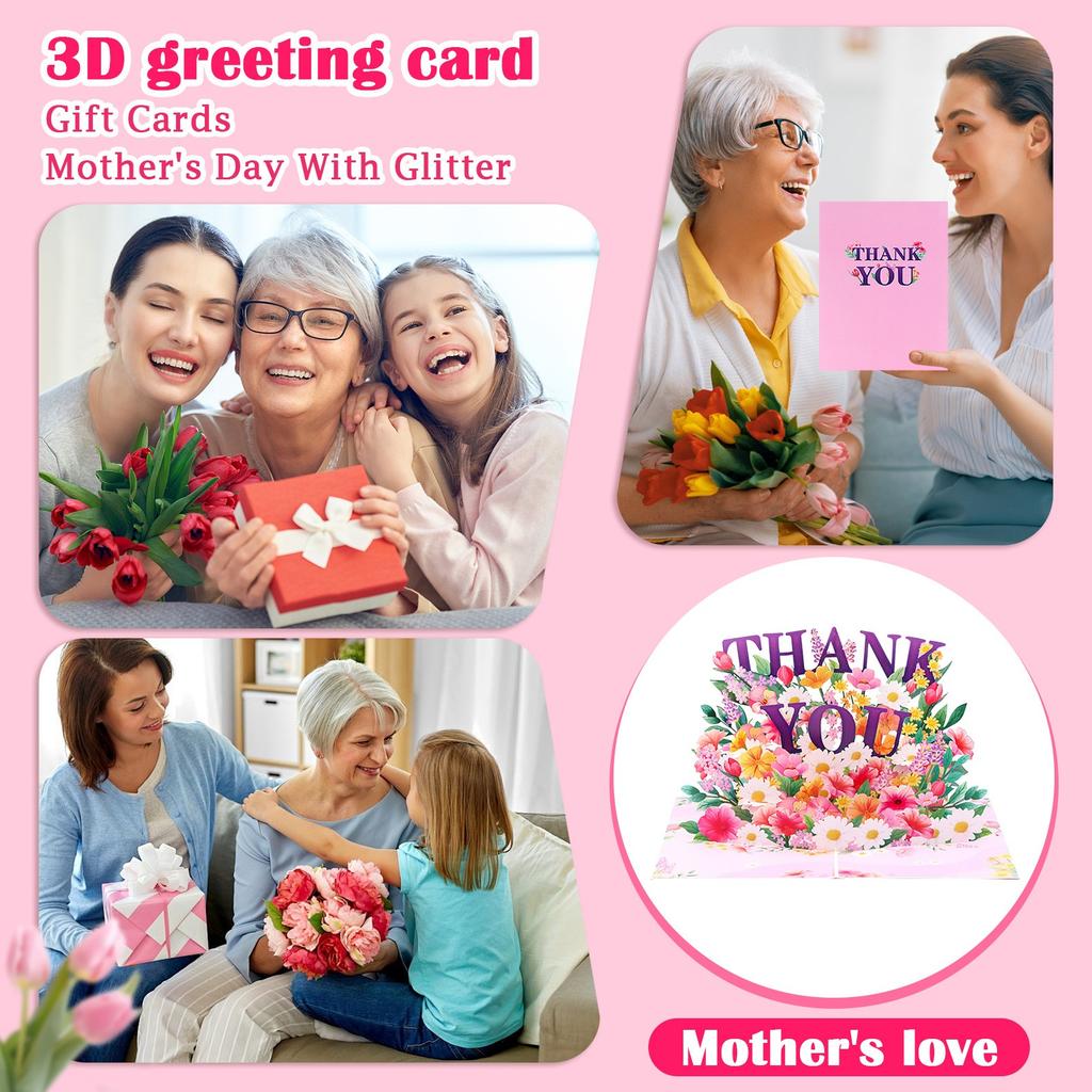 Creative 3D Mother's Day Greeting Card HAPPY MOTHER'S DAY Paper Sculpture Birthday Wishes Message Card