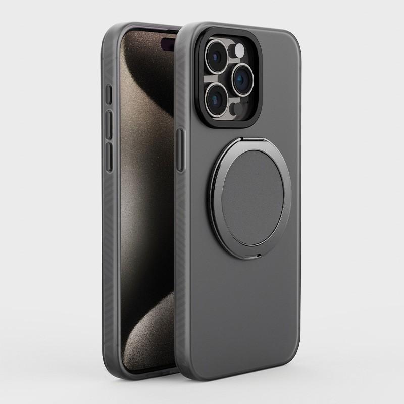 Magnetic Phone Case IPhone 15 Pro Max With 360 Rotating Stand Matte TPU Protective Cover Anti-Shock Scratch Resistant
