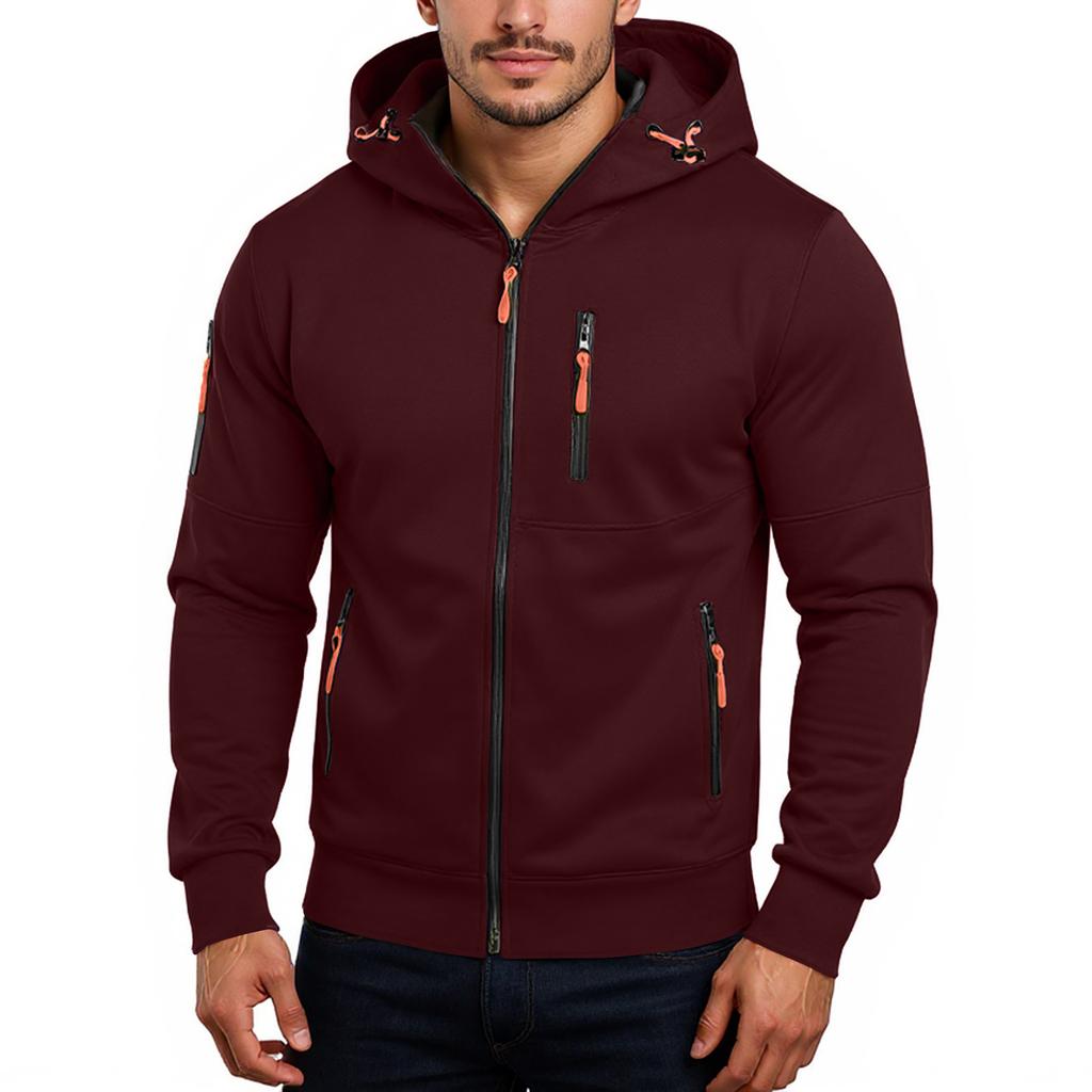 Giacca con cerniera da uomo, giacca cardigan casual retrò a maniche lunghe