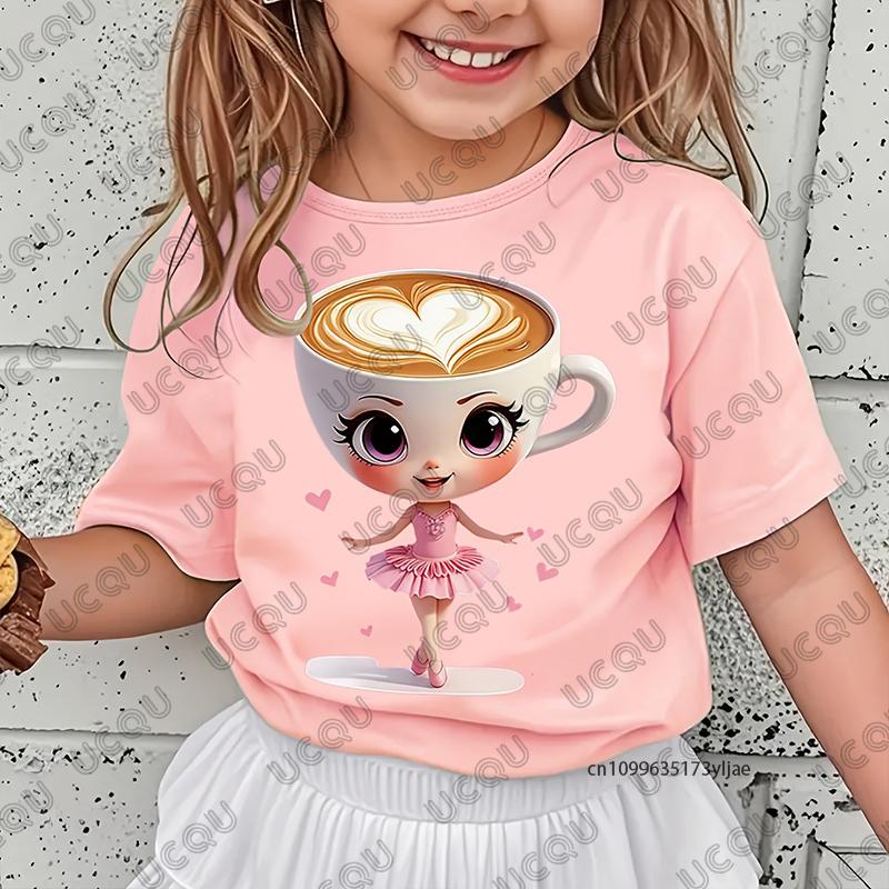 Cappuccina Funnu Meme Cerebrale Italiano Cotone Maglietta Bambini Estate Manica Corta T-shirt Ragazzi e Ragazze Abbigliamento Top Casual per Bambini